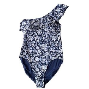 Vineyard Vines Blue and White Floral One-Shoulder Swimsuit